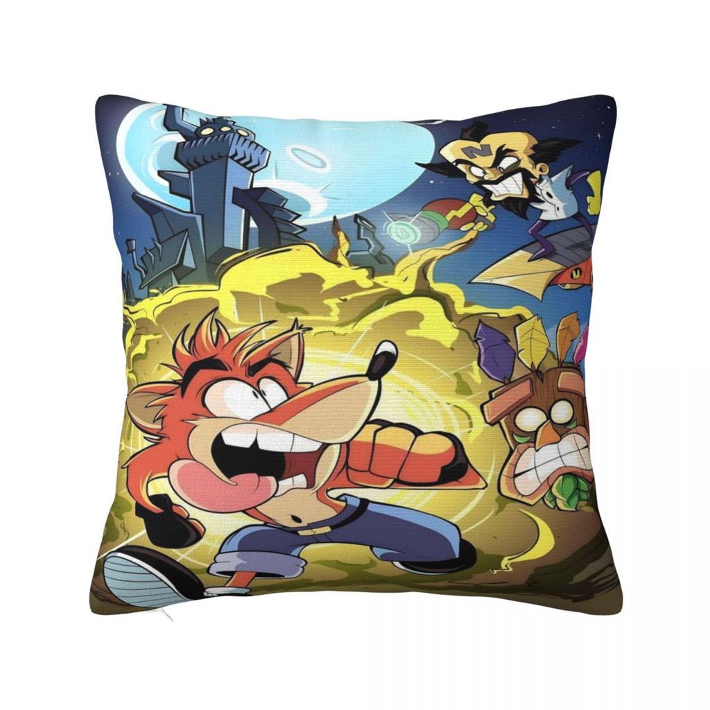 C-Crash B-Bandicoot Pillow Cover Soft Pillow Case Cushion Cover Cute Funny Graphic Pillowcases For Office Car Home Decorative