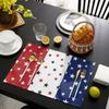 1pcs, Linen Fourth of July Place Mats Set in Red White and Blue with Summer Theme for Independence Day Party Decoration