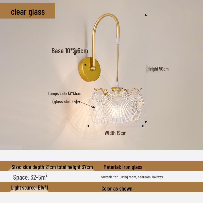 Modern Luxury French Glass Wall & Bedside Lamp for Bedroom, Corridor, and Hall