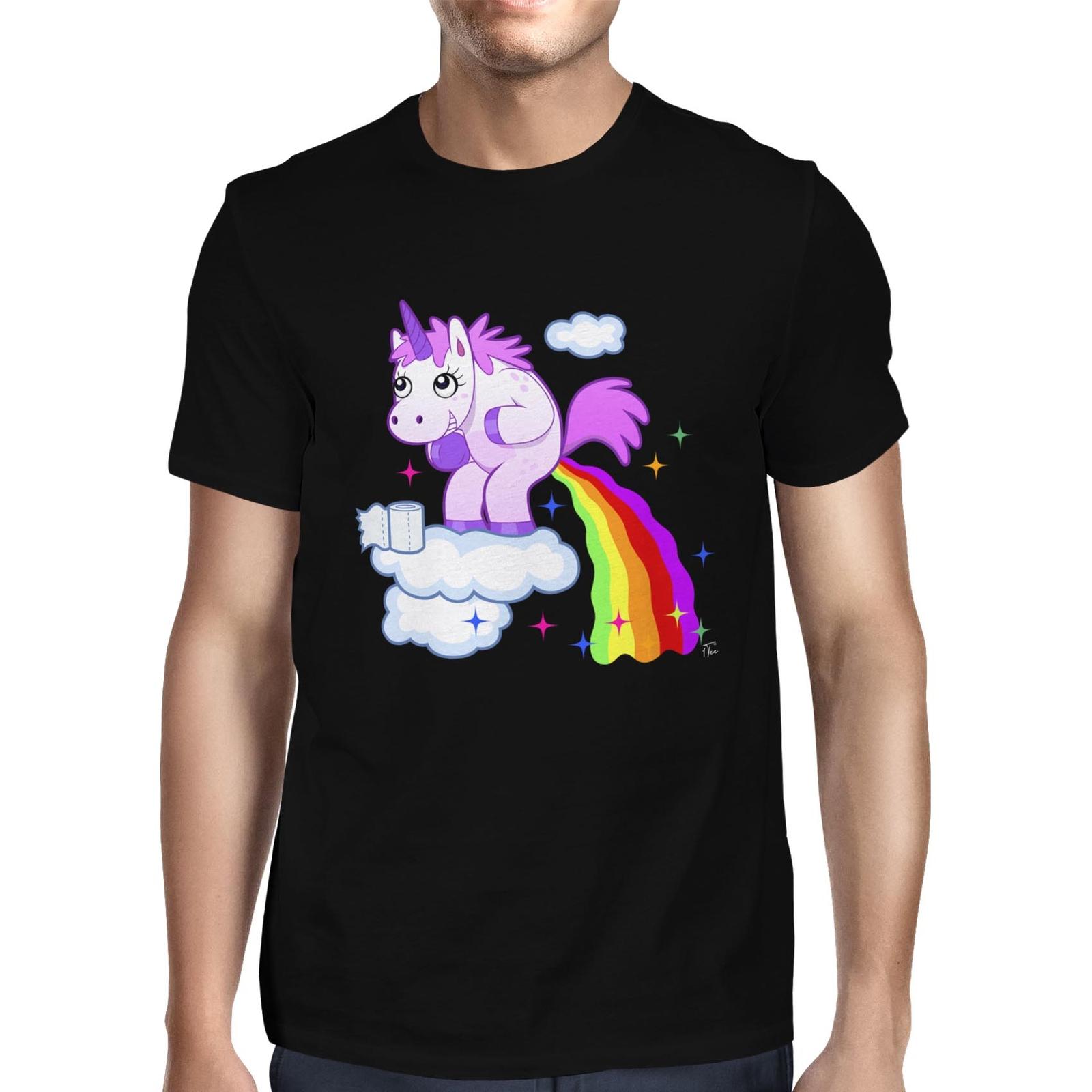 1Tee Mens Unicorn Pooping Rainbow Juice From the Clouds T-Shirt S