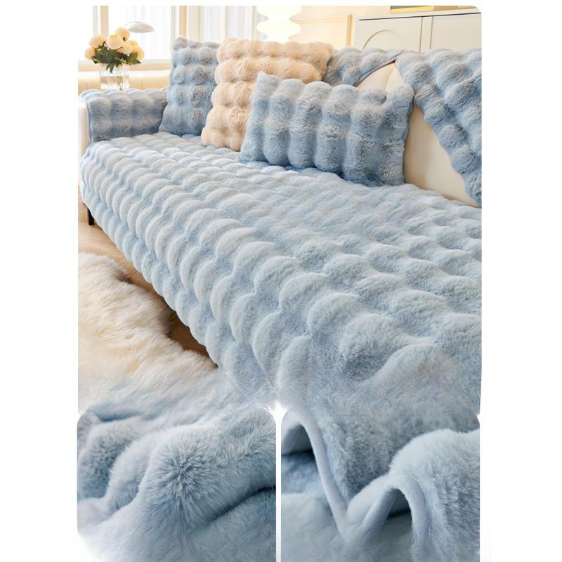 Plush Sofa Cushion Winter Thickened Cushion Non-Slip Leather Sofa Special Cover Cover Cloth