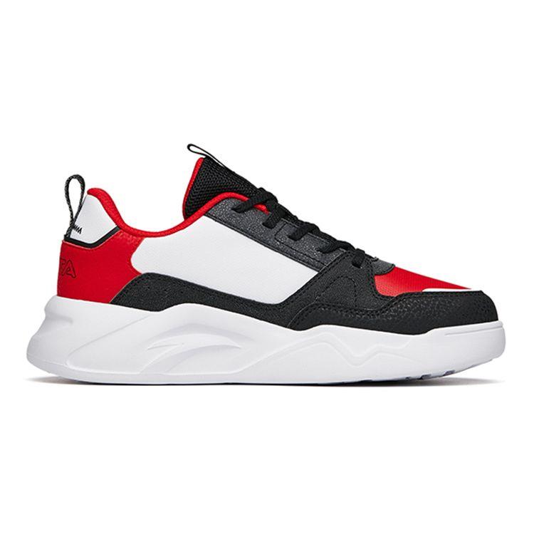 Anta Kids Non-Slip Wear-Resistant Shock Absorbing Low-Top Skate Shoes Kids Sneakers Black White Red A312218002-3
