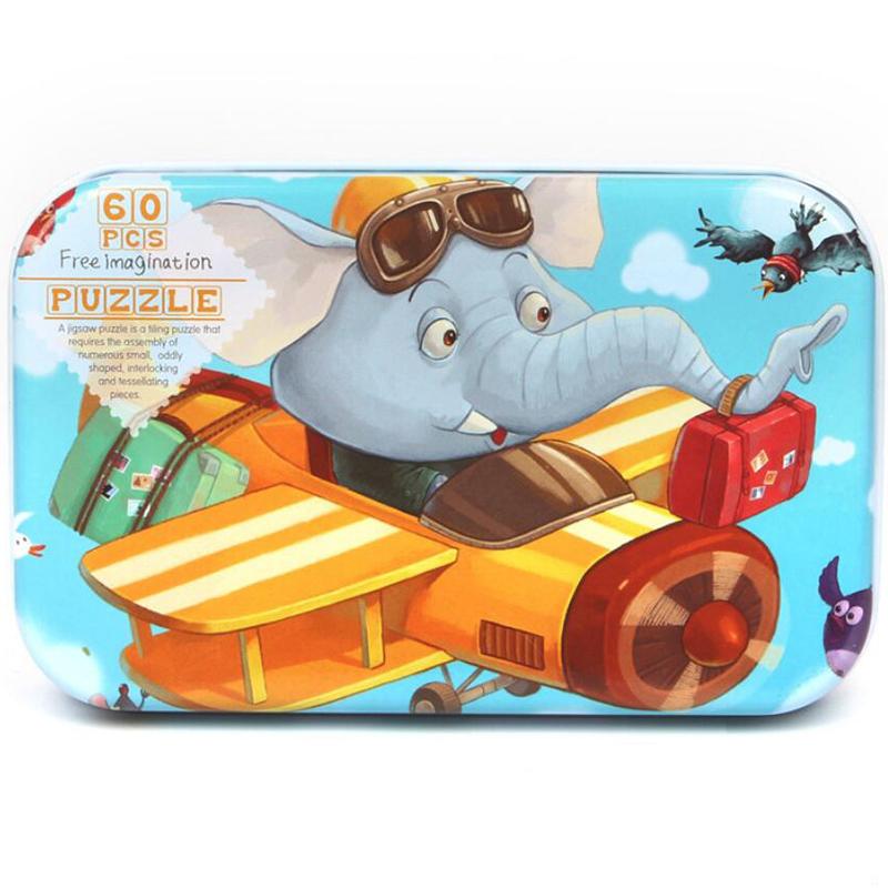 1pc 60piece Jigsaw Puzzle for Kids Educational Toys Children Cartoon Animal Puzzles Intellectual Development Montessori Games