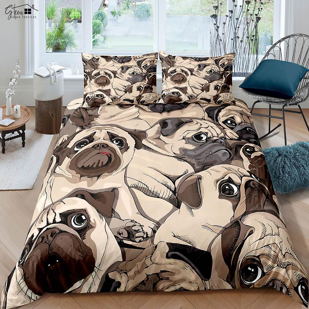 Cute And Criminal Dog Cat Print Quilt Cover Soft And Comfortable Duvet Cover Pillowcase Bedding Set Kids Gift 3 Pieces