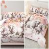 3Pcs Modern Fashion Bedding Set (1*Quilt Cover + 2*Pillowcase Without Core) Pink Floral Running Horse 3D Print Bedding Set