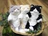 SunLemon Sleeping Lap Cat, Small, Calico, 15 x 18 x 34cm, Plush Animal, Cute Cat, White and Black, P-1393