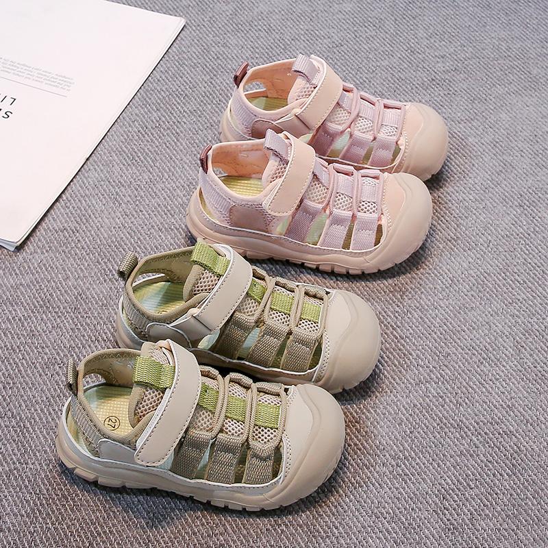 Students Casual Sandals Toes Capped Anti-kicked Kids Sports Shoes Hollowed-out 2025 Summer New Boys Girls Tennis Shoes Non-slip