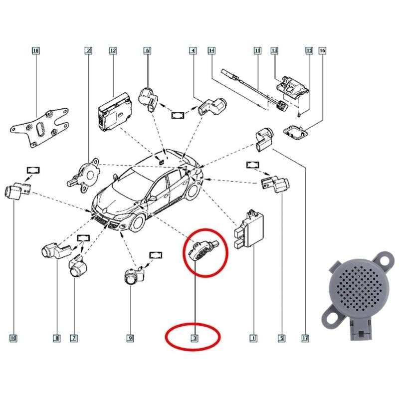 Parking Sensor Buzzer Car Front Rear Parking Buzzer Speaker for Clio MK4 MK1 MK3 Scenic 256506024R Auto Accessory