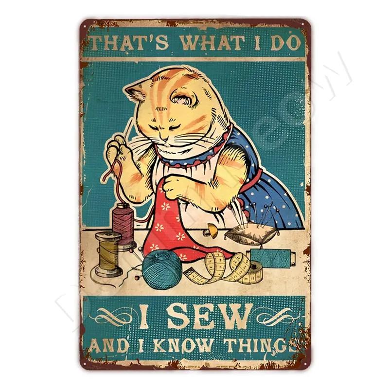 Vintage Metal Sign, That's What I Do I Play Guitar, Dancing Cat, Black Cat, Funny Tin Sign, Rustic Bar, Cafe, Home Decor Gift