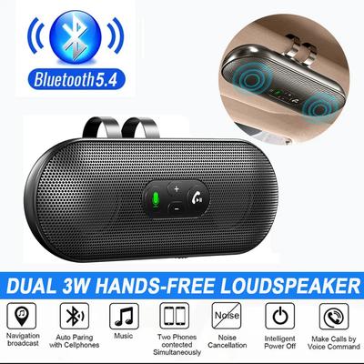 Kit Vivavoce Bluetooth 5.4 per Auto, Doppio Altoparlante da 3W, Altoparlante da Parasole, Lettore Mp3, Ricevitore Musicale Wireless con Assistente Vocale