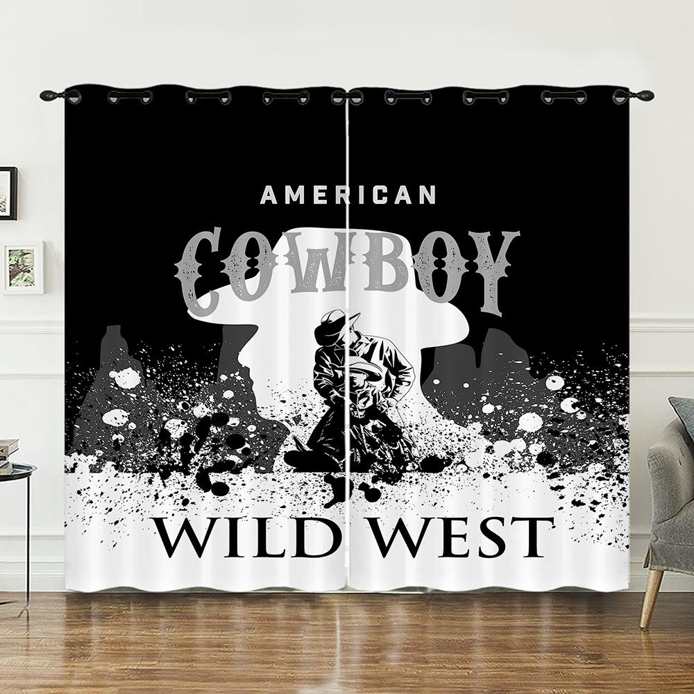 

Шторы Западный Деним День Независимости Шторы Цифровая Печать Светонепроницаемые Шторы Без Пробивания 97cm*114cm*2