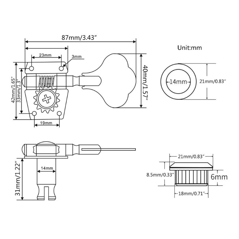 Electric Bass Tuning Pegs Bass Opened Machine Heads Knobs String Tuners for 4 String Electric Bass Right/Left Hand