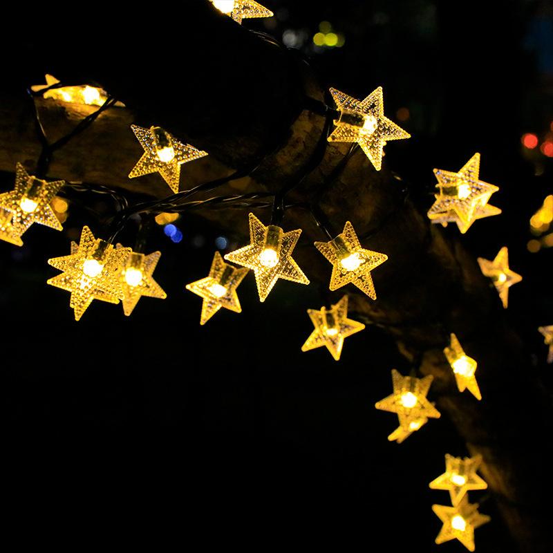 Outdoor Solar Star String Lights 8 Modes Wedding LED Light for Fence Garden Patio Courtyard Holiday Party House Tree Decoration