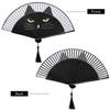 1 Piece Cat Pattern Bamboo Folding Fan For Women Cute Cartoon Cat Hand Fan Kimono Bathrobe Hand Fan Crafts Decoration