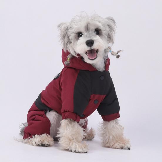 Hund Wintermantel mit Kapuze Knopfverschluss Welpenjacke Druckknopf Warm Winddicht Hunde Hoodie Sweatshirt