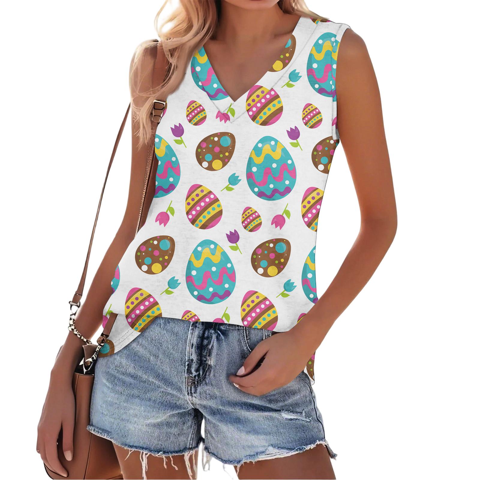Женский модный повседневный универсальный летний топ-майка с пасхальным принтом, облегающий M