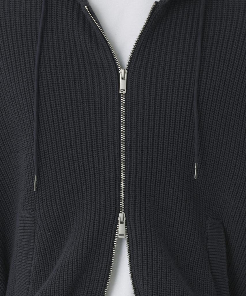 MUSINSA STANDARD Ribbed Knit Hooded Zip-Up [Iron Grey]