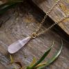 Luxury Simple European, American, Japanese and Korean Popular Jewelry Natural Crystal Water Drop French Plated 18K Gold Clavicle Pendant Necklace