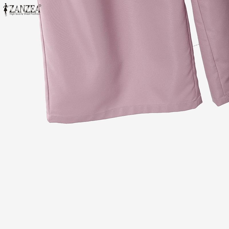 ZANZEA Blusa a Maniche Corte da Donna e Pantaloni a Gamba Larga Set Casual Due Pezzi