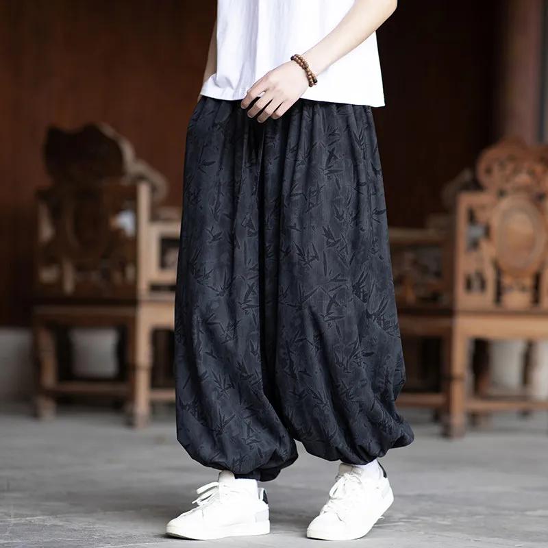 Neue Chinesische Stil Sommer Dünne Hosen Herren Knöchellange Hosen Mann Bambus Muster Unterteile Männlich Atmungsaktiv Leichtgewichtige Freizeit Hosen