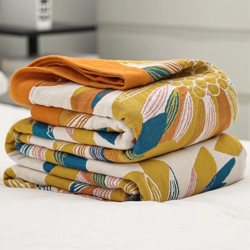 Nordic Flowers Throw Blankets For Beds Cotton Gauze Sofa Cover Summer Cool Quilt Leisure Blanket Soft Double bed spread Sheet