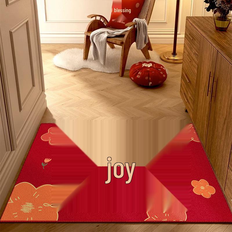 Festive Red Chinese Wedding Entrance & Bedroom Floor Mat