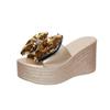 Fashion Women's Shoes 2024 Plus Size Women's Sandals Fashion Sequins Butterfly-knot Dress Slippers Women New Peep Toe Wedge Slippers