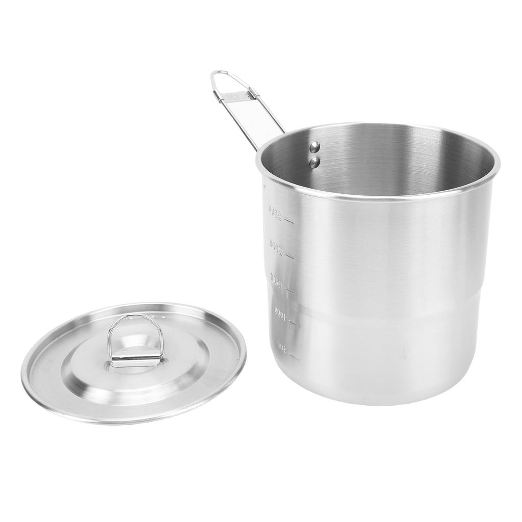 Camping Cooking Pot 304 Stainless Steel Portable Metal Rice Cooker Camping Cookware for Outdoor Hiking