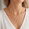 Cubic Zirconia Drop Necklace, Double-Layered Chain Necklace, Elegant Chain Choker Water Drop Pendant Necklace, Jewelry Gift for Women Wife Her