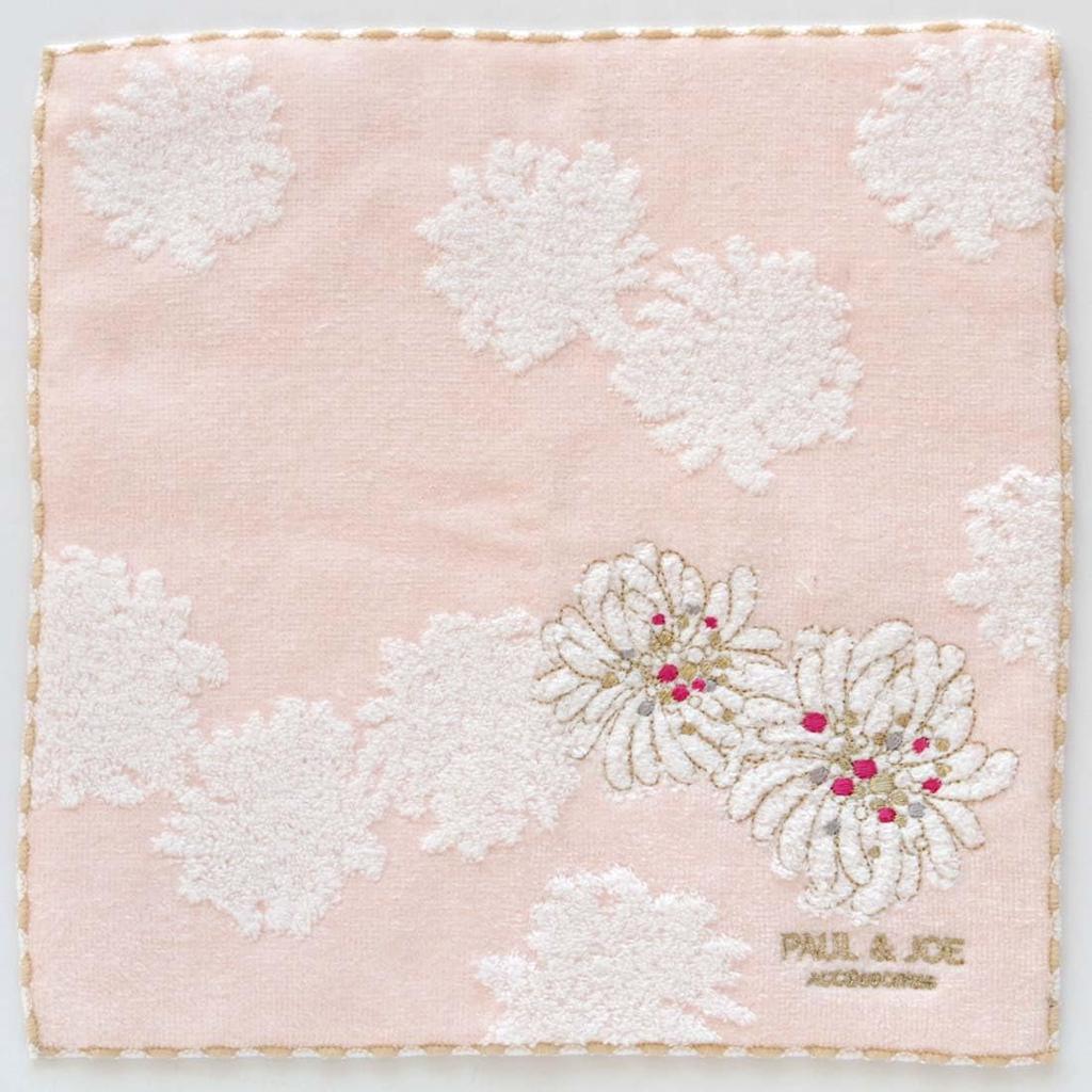 PAUL JOE ACCESSOIRES Towel Handkerchief with Chrysanthemum Embroidery Towel Hand Towel 25cm & (Pink) Women's Approx. 000287-0004-01