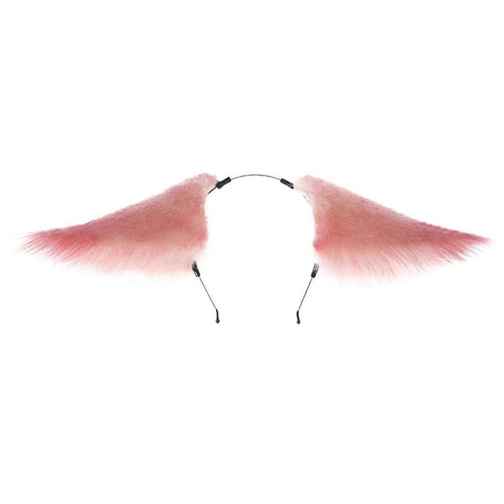 Lovely Foxes Ear Shape Hair Hoop Cute Hair Holder Live Broadcast Cosplay Character Costume Headwear for Teens Woman Pink