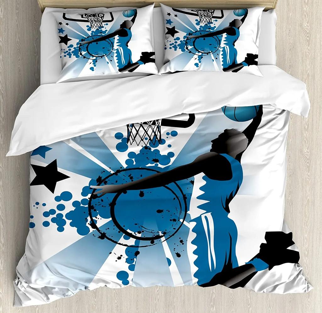 Flame Basketball Ball Box Printed Comfort Duvet Cover Pillow Case Home Textile Quilt Cover Boy Kid Teen Girl 3pcs Bedding Set