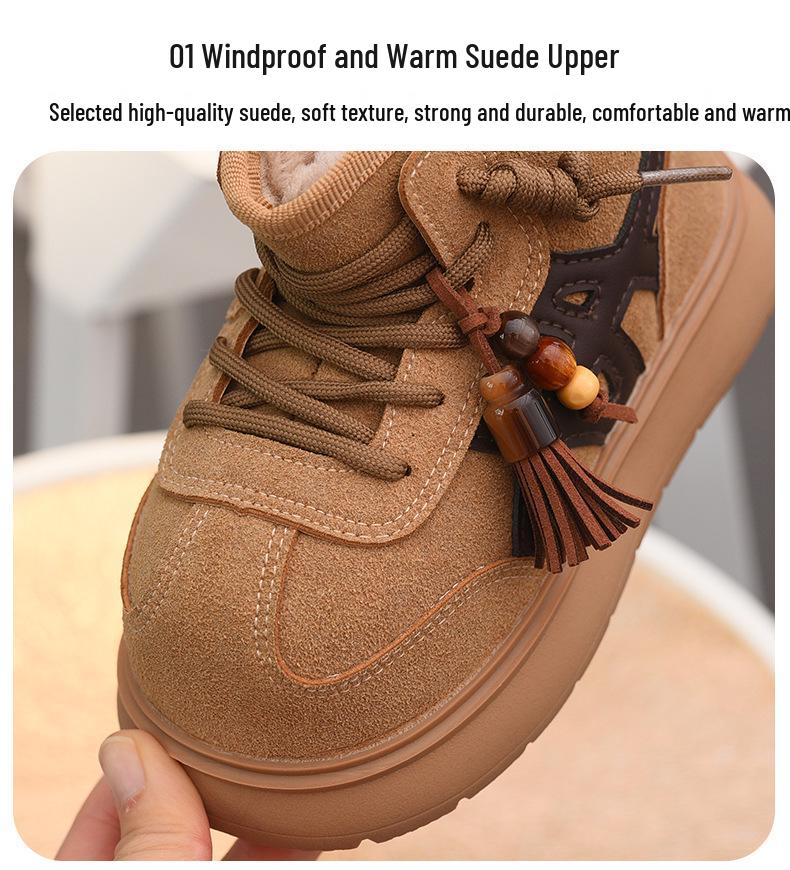 Girls' Fleece-Lined Snow Boots - Warm, Non-Slip, Winter 2025.