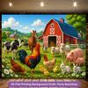 2D Flat Backdrop1pc Farm Animals Polyester Banner Decor For Living Room Bedroom Office Birthday Anniversary Decor Party Backdrop Easy to