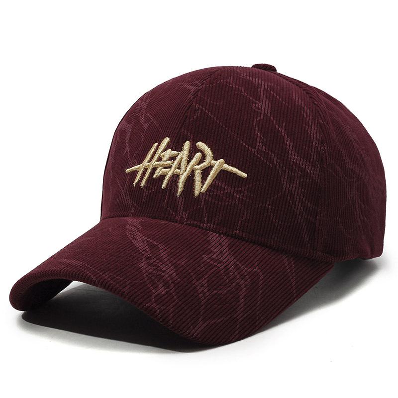 Embroidered Letter Baseball Cap Women Winter Cap Men Corduroy Sun Hat