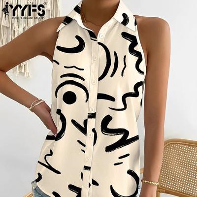 Women's Fashion Casual Summer Sleeveless POLO Neck Blouses & Shirts