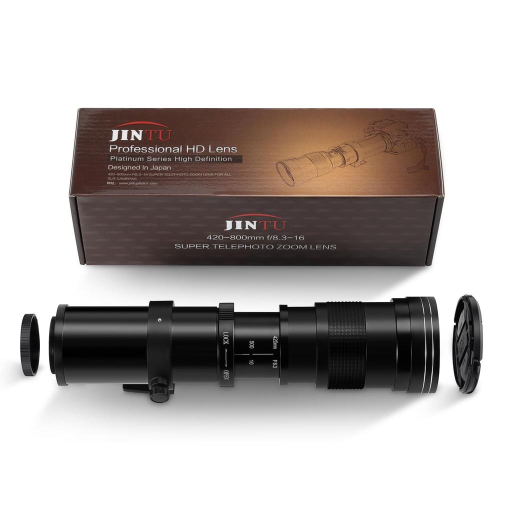 JINTU Zoom Lens Manual Zoom Lens for Canon 4000D 2000D X10i X10 X9i X9 X8i X7i X6i X5 X4 X3 X2 X90 X70 90D 80D 70D 60D SLR Lens Kiss X10 420-800mm