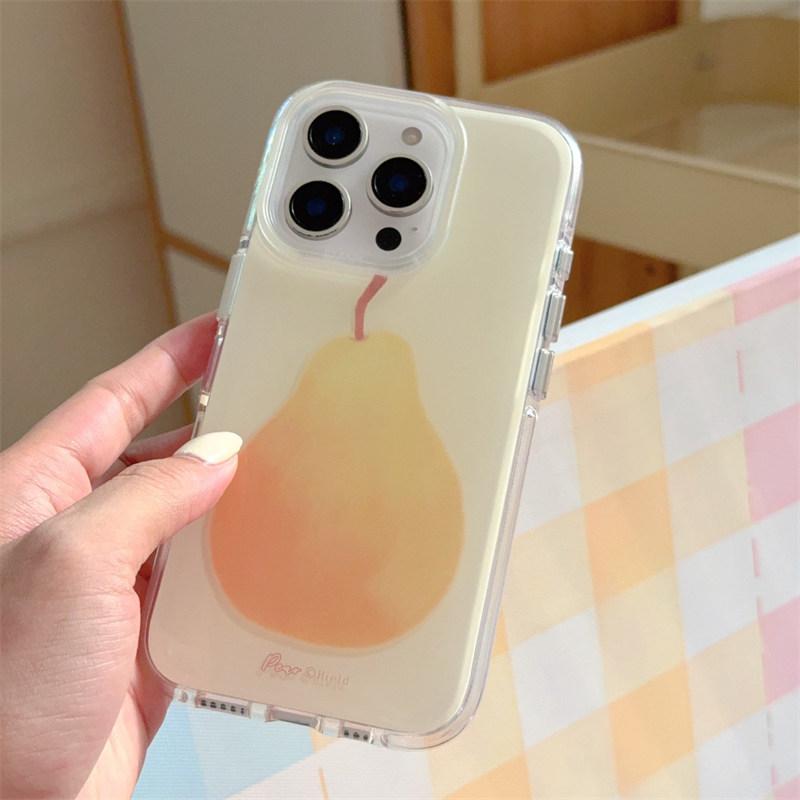 

ins фрукт яблоко груша арбуз кокос Чехол для телефона для iPhone 16 15 14 13 Pro Max Силиконовый противоударный и защищающий от падений чехол iPhone 14 Pro