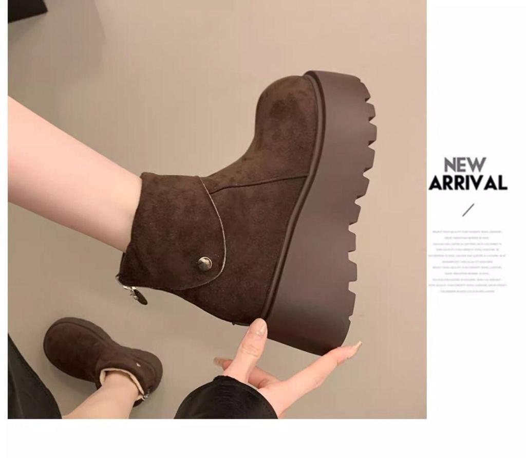 Fuzzy Winter Snow Boots: Cold-Proof, Thick-Soled for Men & Women, Birken Style, Plus Velvet, Flat.
