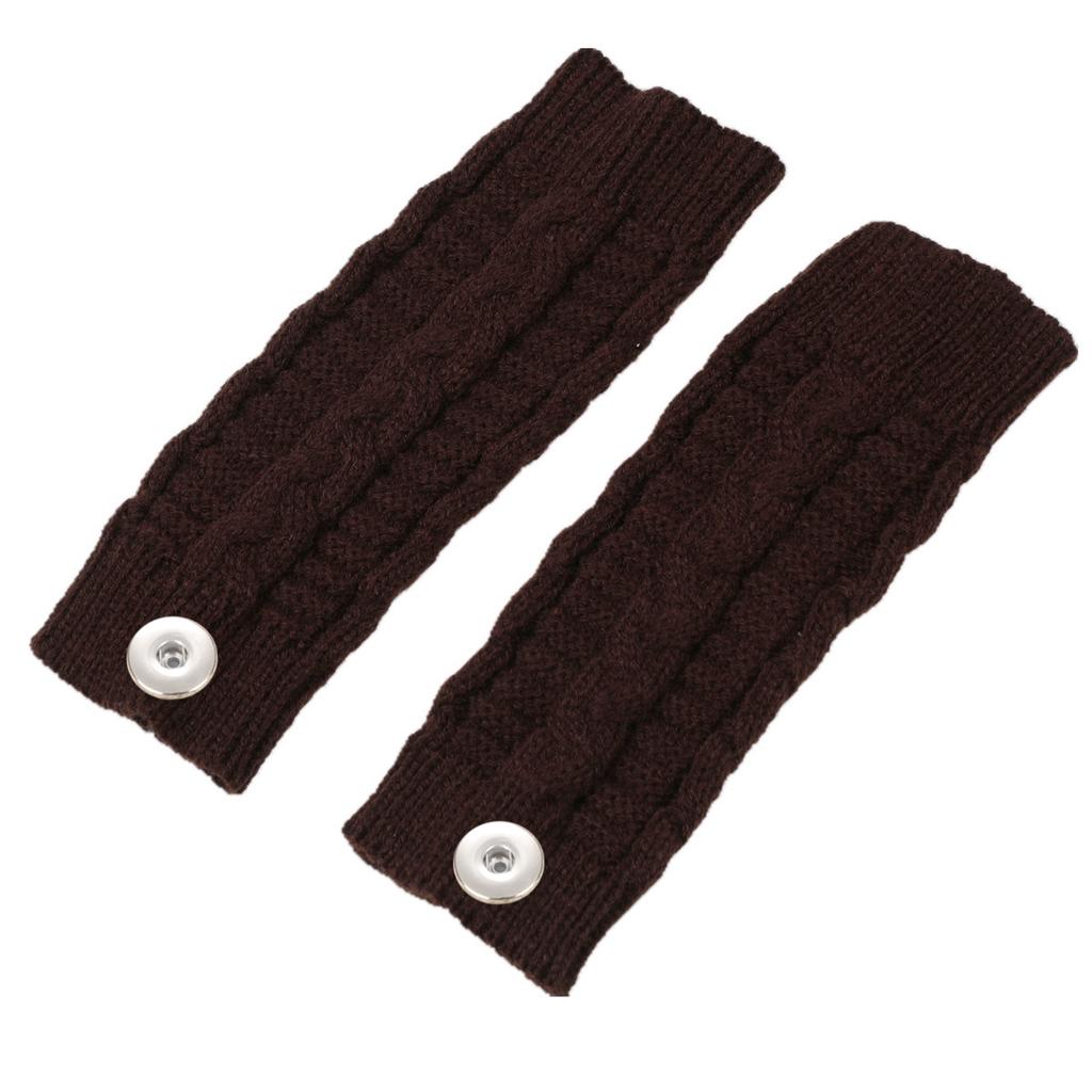 Fit 18mm Snap Button Winter 028 Students Write Keep Warm Knitted Lady Fingerless Work Wrist Gloves Women Men Adolescent
