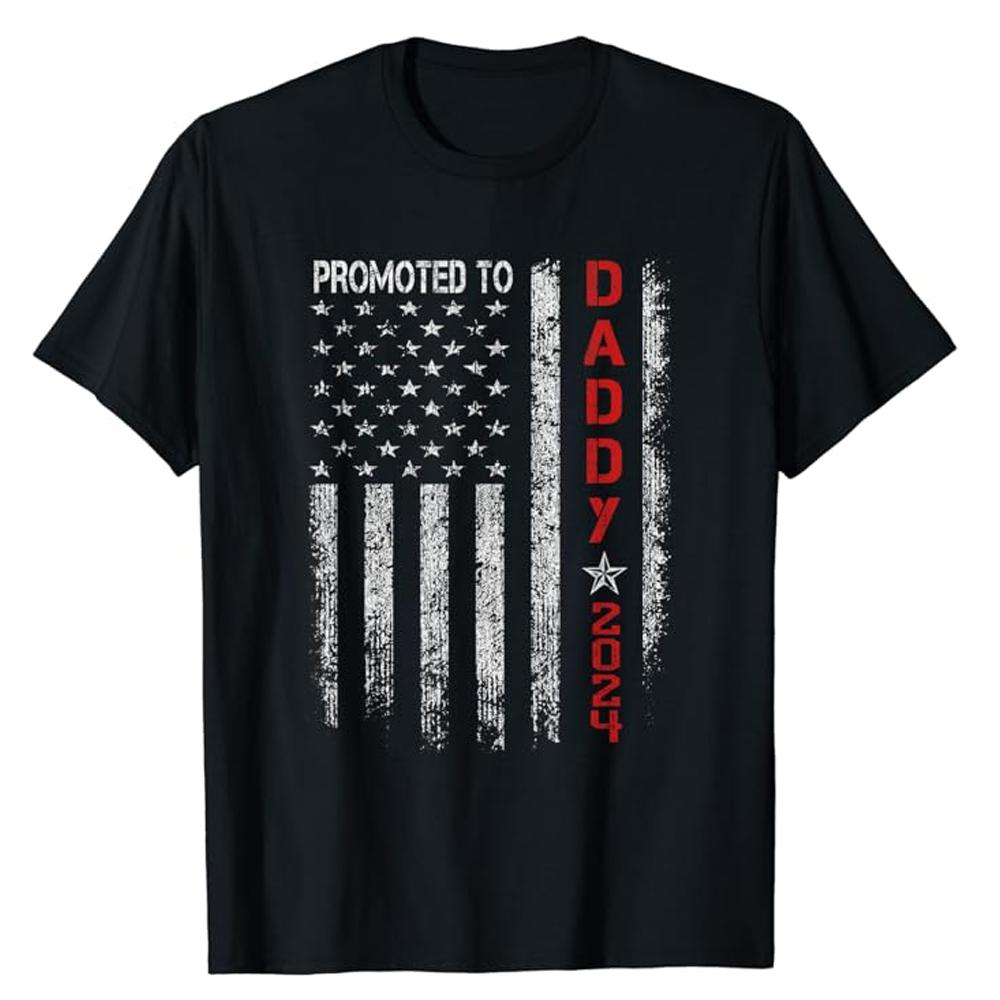Promoted To Daddy T-Shirt Funny Humor New Dad First Time Men's Graphic Y2k T-Shirt Hip Hop Cotton Tops Tees