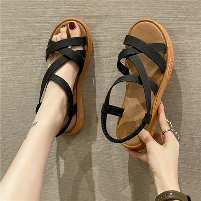 Mode Damsandaler Klassiker Ankelrem Sommarsandaler Flatskor för kvinnor Mjuk sula Flats Sandalias Mujer Casual Sommarskor