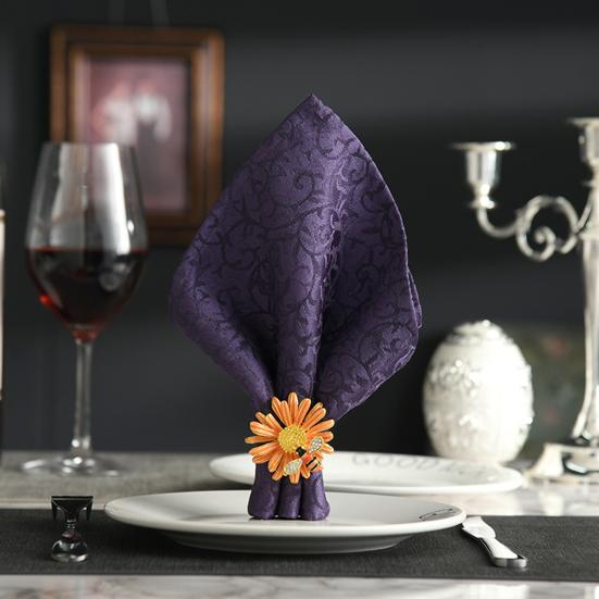 4Pcs Napkin Rings Adorable Anti-rust Alloy Spring Flower Bee Painted Napkin Buckle for Party
