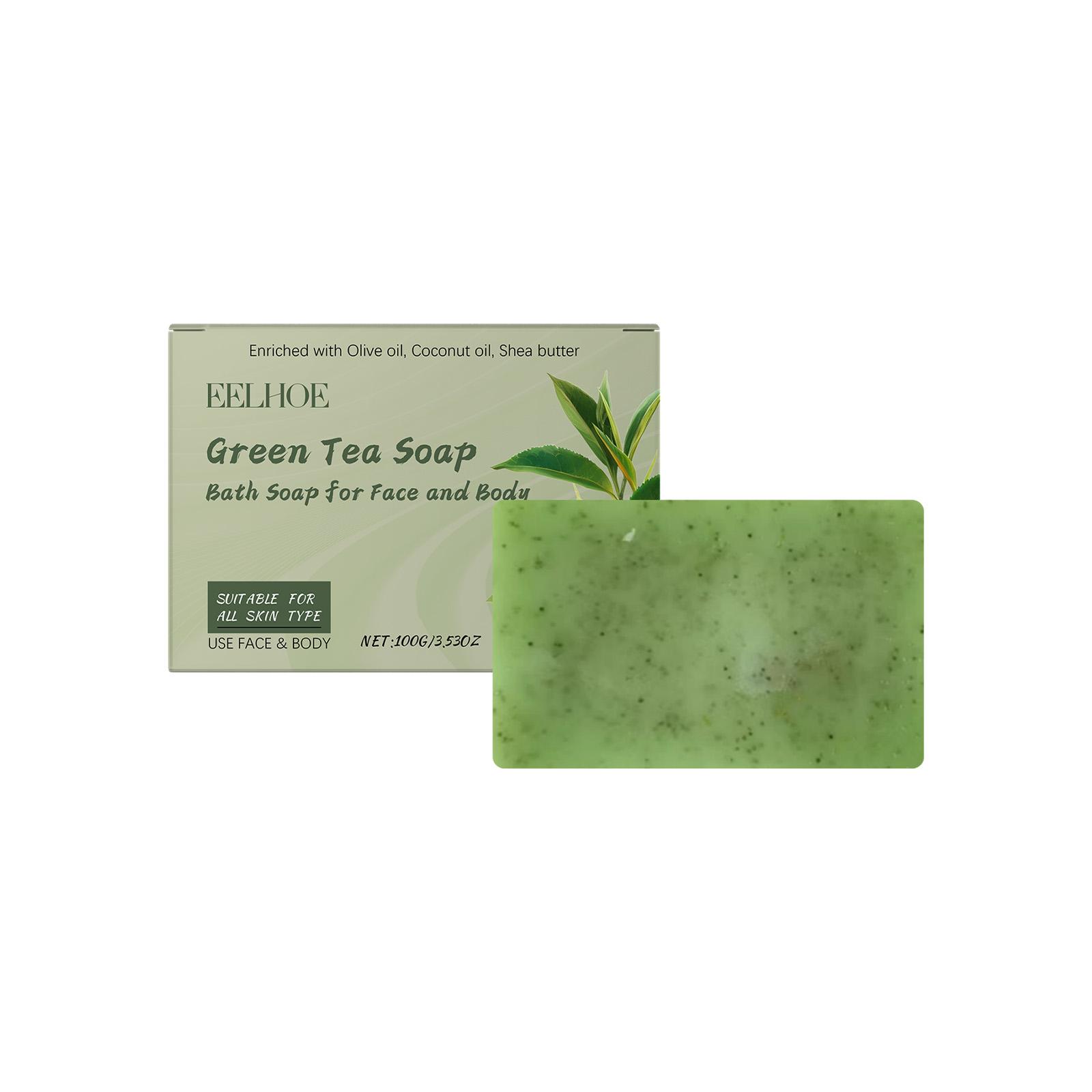 

EELHOE 100G Green Tea Bath Soap Mild Nourishing Care Body Cleaning Moisturizing Refreshing Fragrant Foam Soap 100g