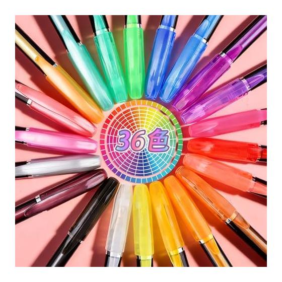 DUULEMANG 36 Colors Glitter Gel Pens Set, Water-Based Gel Pens for Coloring Books, DIY Crafts, Journals, Kids, Sketching, Doodling, Smooth Writing,