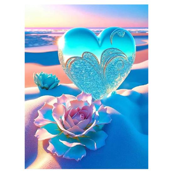 1 Set Rhinestone Painting Kit Exquisite Heart Flower Pattern Rhinestone Art Project Home Decoration
