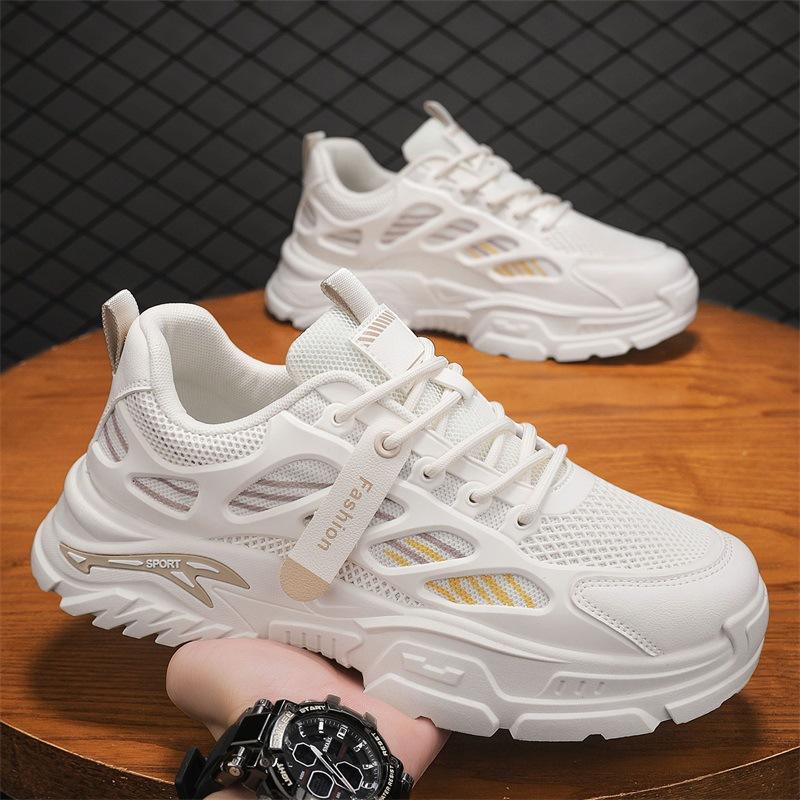 Spring new men's shoes breathable soft-soled running sports shoes male students thick-soled heightening casual dad shoes