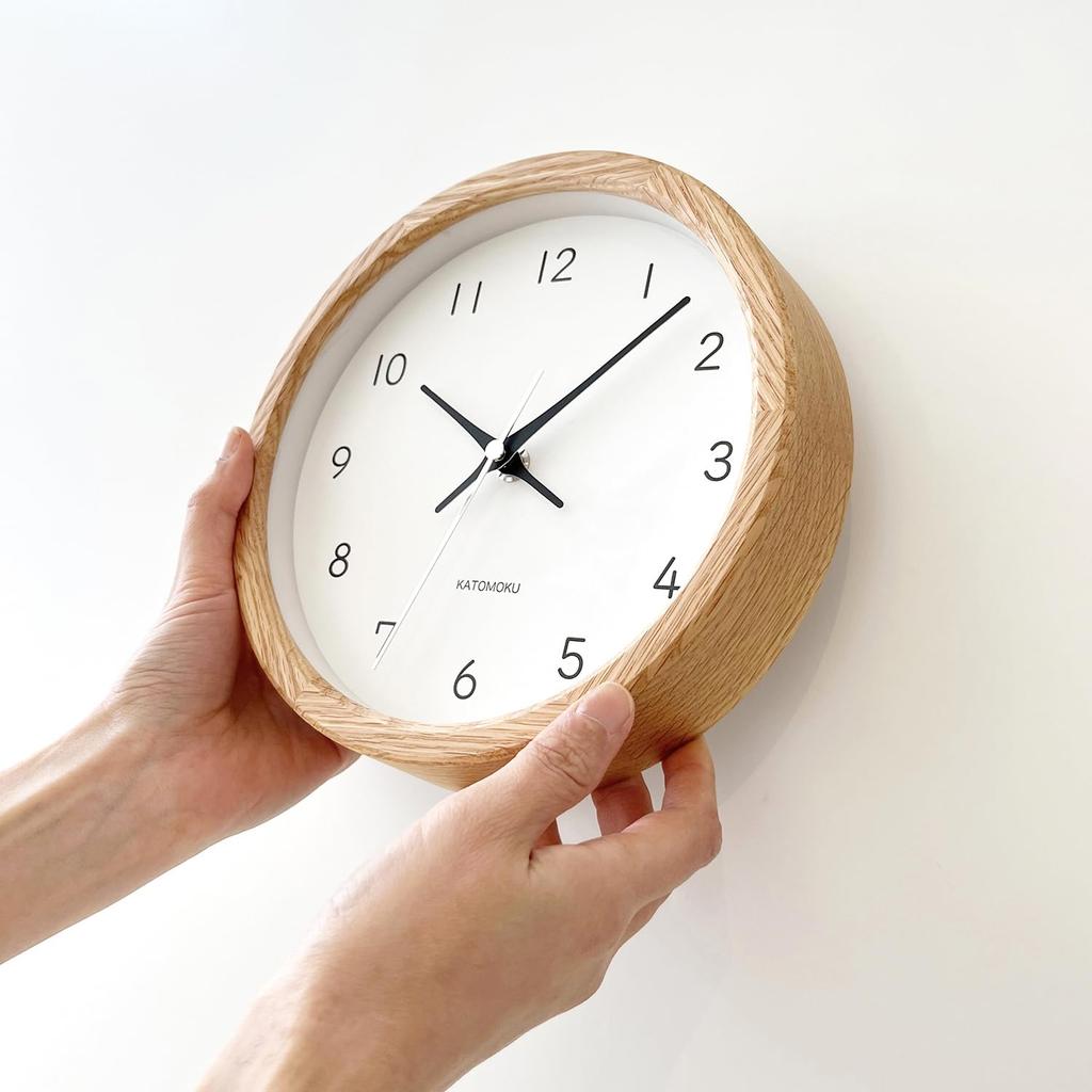 KATOMOKU Muku Clock 13 Oak Wall Clock with Continuous Second Hand km-130OA 220mm (Quartz Clock)