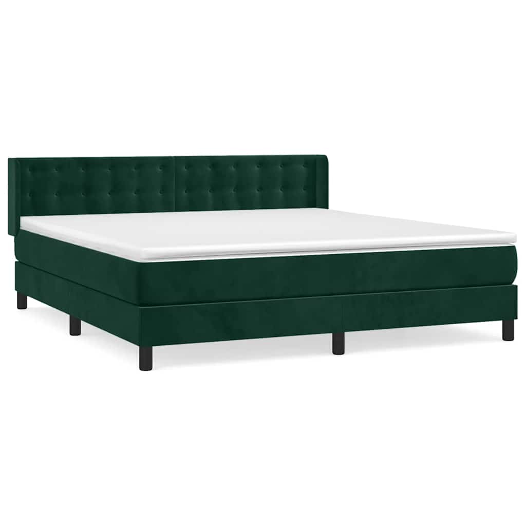 Box Spring Bed with Mattress Dark Green 180x200 cm Velvet