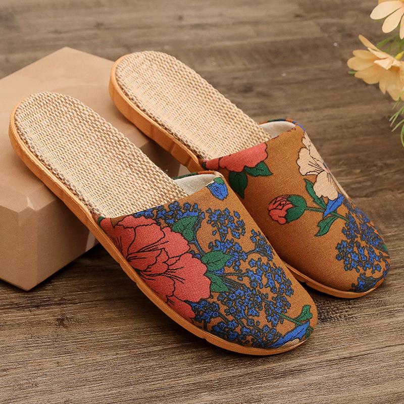 Four Seasons Ethnic Style Retro Linen Headband Slippers for Men & Women - Thick Sole, Indoor Use, Spring/Summer Sandals.